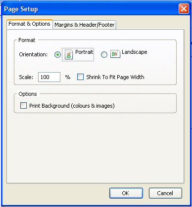 change firefox printer settings to lanscape